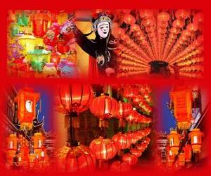 Puzzle Το φανάρι Φεστιβάλ είναι το τέλος της κινεζικής εορτασμό του νέου έτους. Όμορφα χάρτινα φανάρια